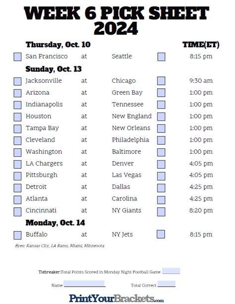 nfl week 6 picks 2023|nfl picks week 6 printable.